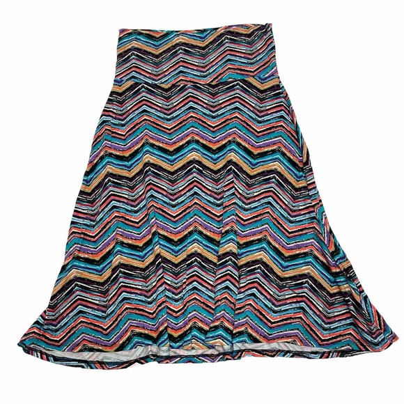 Lularoe Azure Skirt Womens Extra Small Colorful Stripe Knee Length Casual Ladies - Picture 5 of 8